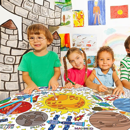 Giant Coloring Poster for Classroom Wall - Versatile 31.5 x 72 Inches Outer Space Activity Poster/Table Cover,School Parties, Outer Space Birthday Party and Special Events Decoration