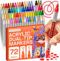 ARTISTRO 72 Acrylic Paint Markers for Rock, Fabric, Wood, Glass, Craft, Decoration - Dual-Tip Paint Pens - Stocking Stuffers, Christmas Gift Idea for Teens, Grandkids, Kids - Art Supplies