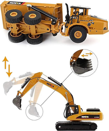 Gemini&Genius 2Pcs Construction Vehicle Toys Dump Truck and Excavator Set Heavy Metal 1/50 Scale Digger and Dumper Diecast Engineering Vehicle Toys for Kids and Decoration House