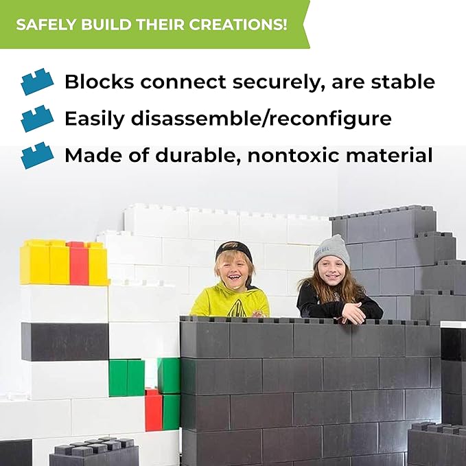 EverBlock 3" x 3" Single Life-Size Plastic Modular Bulk Pack | Giant Building Blocks | Easy to Connect & Reuse | Indoor & Outdoor Use | Build Displays & Structures | Light Blue