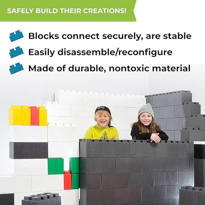 EverBlock Single Color Combo Pack | Giant Building Blocks | Easy to Connect & Reuse | Indoor & Outdoor Use | Build Displays & Structures | White