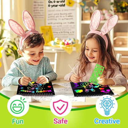 Party Favors for Kids 4-8-12: 24 Pack Scratch Rainbow Art Crafts Notebook, Coloring Book Goodie Bags Stuffers Kit, Bulk Birthday Gift Classroom Prizes Girl Boy Toddler Easter