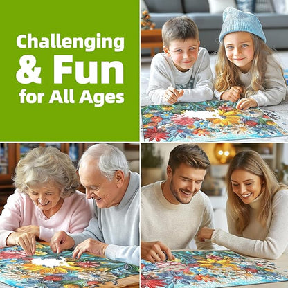 Puzzles for Adults 1000 Pieces Colorful Flower Jigsaw Puzzles 1000 Pieces Challenging Art Paper Puzzle Impossible Difficult Plant Puzzle for Adults