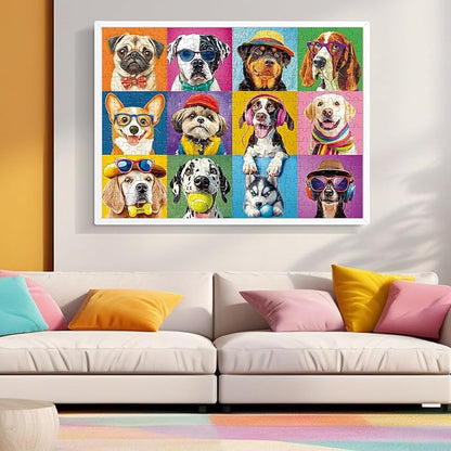 300 Pieces Puzzles for Adults,Large Pieces Multicolor Dogs Puzzle for Kids Teens Seniors,Funny Puppy Theme Jigsaw Puzzles for Kids Ages 8-10 8-12 10-12,Puzzles for Family Game Nights,20.5 x 15 in