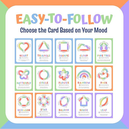 Breathing Exercise Cards for Kids -Montessori Flash Cards for Mindfulness Calm Down Corner Kit- Breathing Exercises for Anxiety Relief-