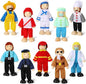 Skylety 10 Pcs Wooden Dollhouse Set of Mini People Figures Dollhouse Dolls Wooden Doll Play Figures Accessories(Fresh Style)