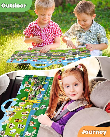 Reusable Sticker Book for Toddlers 2-4 Years, Stickers for Kids, Toddler Sticker Book Ages 1-3, Toddler Craft Activities, Toddlers Travel Toys Ages 2+ Boy Girl Birthday Gifts