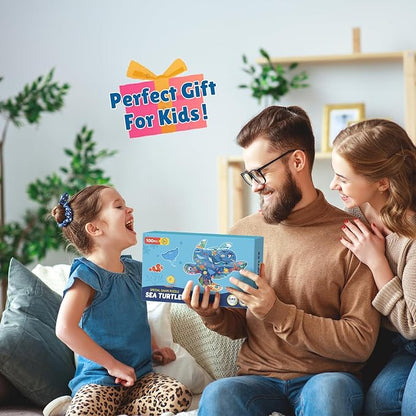 ELX 100 Piece Sea Turtle Jigsaw Puzzle for Kids Ages 4-10, Seaworld Animal Shaped Floor Puzzle Preschool Learning, Educational Learning Toys for Kid Boys Girls Ages 4 5 6 7 8 (21.42 X 16.42 in)