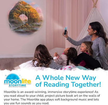 Moonlite Storytime Mini Projector with 10 Princesses Stories, A Magical Way to Read Together, Digital Storybooks, Fun Sound Effects, Learning Gifts for Kids Ages 1 and Up