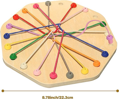 10-Piece Wooden Rope Untangling Puzzle Game–Knot Logic Board Toy for Kids & Family, Multi-Level Brain Teaser to Develop Fine Motor Skills