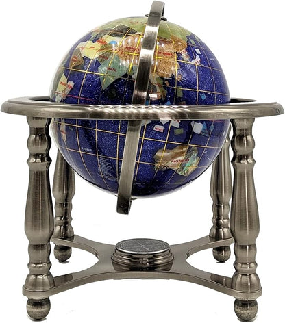 Unique Art Since 1996 150 GB CRY Gemstone Globe, Blue Crystallite Silver,150 GB BLUE CRY SILVER