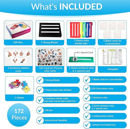 Visual Communication Book,162 ASD Photo Picture Cards: Autism Language Vocabulary, Speech Articulation Therapy, ADHD & Apraxia Learning