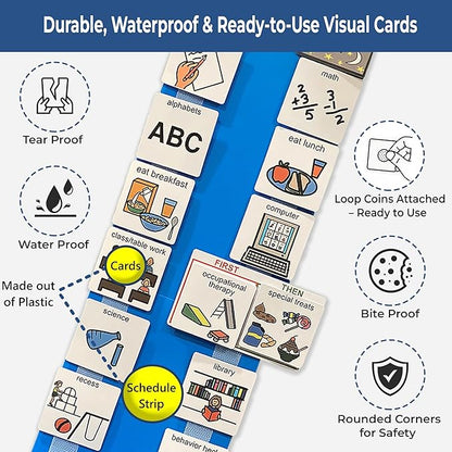 Visual Schedule for Kids – 133 Durable Plastic Picture Cards with Soft Loop Coins | Daily Routine & Chore Reward Chart for Home, School, Autism, ADHD & Special Needs Behavior Support