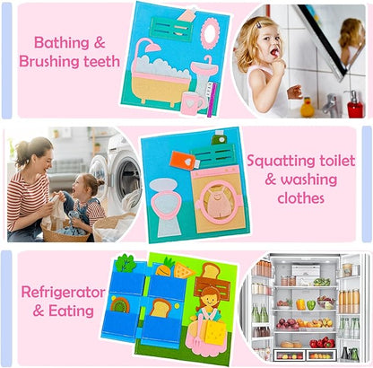 Montessori Busy Book for Toddlers 3-5 Quiet Book Activity Learning Travel Toys for Toddlers Ages 3-5-7 Girls Gift