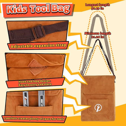 MAGIC4U 26PCS Toddler Tool Set with Tool Bag, Pretend Play Construction Kits for Kids Age 3-6 Years Old