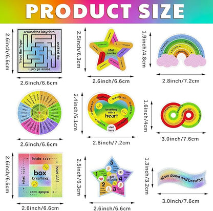 Libima 72 Pieces Anxiety Sensory Stickers Textured Stickers Fidget Mindfulness Sticker School Counselor Supplies Adult Sensory Items Anxiety Relief, 9 Styles(Cute Color)