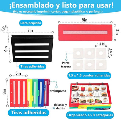 Visual Communication Book,162 ASD Photo Picture Cards: Autism Language Vocabulary, Speech Articulation Therapy, ADHD & Aprexia Learning (Spanish Laminate Real Photo Book, Small)