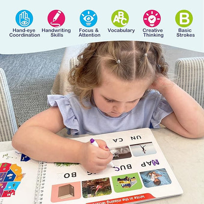 BenBen Preschool Learning Activities, 52 Pages, Tracing Books for Kids Ages 3-5, Kindergarten Workbooks, Toddler Writing Practice, Pre K Busy Book Educational Toys, Autism Learning Materials