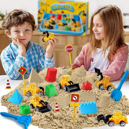 ESSENSON Sensory Bin, Dinosaurs Kit with Sensory Sand, Play Sand Pretend Play Beach Toy, Sandbox for Girls and Boys