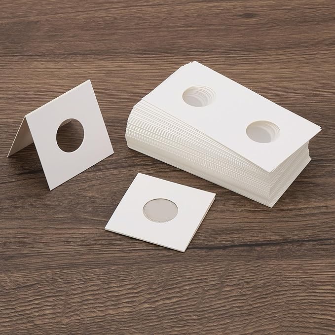 PATIKIL 2x2 Coin Flips, 350 Pack 37mm Cardboard Coin Holder Paper Coin Holders for Coin Collection Supplies Collector, White