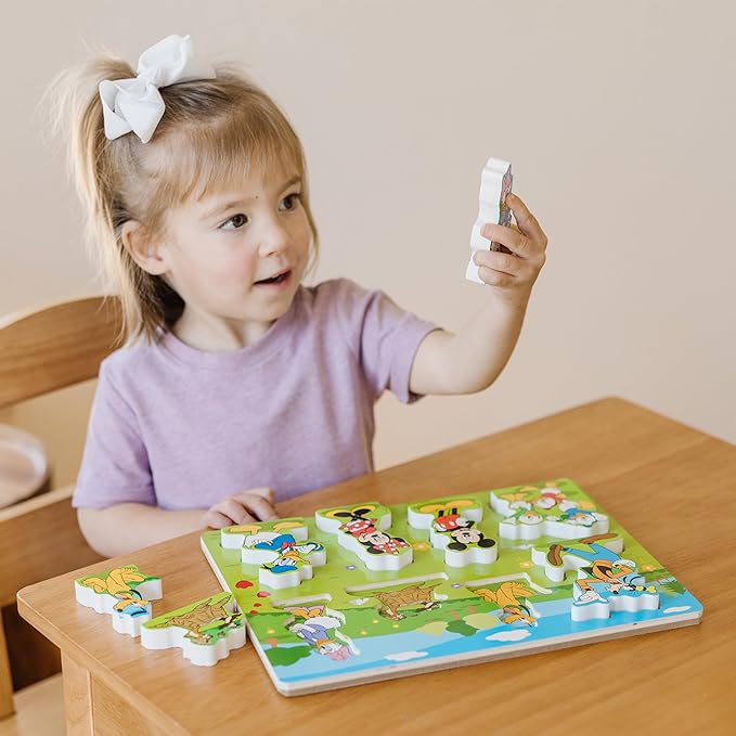 Melissa & Doug Disney Mickey Mouse Wooden Chunky Puzzle – 8-Piece Disney Character Puzzle for Toddlers and Kids Ages 2+