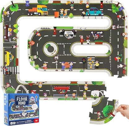 TOI Gaint Floor Puzzle for Kids Ages 3 and Up, 2x3 Feet Road Floor Puzzles for Toddlers 3-5, Extra Large Preschool Learning Jigsaw Puzzles for Boys and Girls