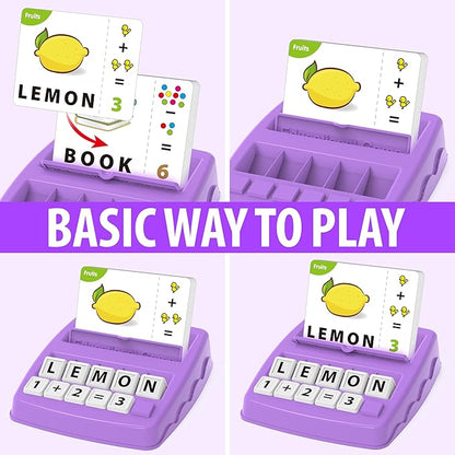 Matching Letter Games,Learning Educational Toys 2 in 1, Numerical Equality Games,Alphabet Spelling Reading Flash Cards,Early Education Gift Toys for 3,4,5,6,7 Year Olds (Purple)