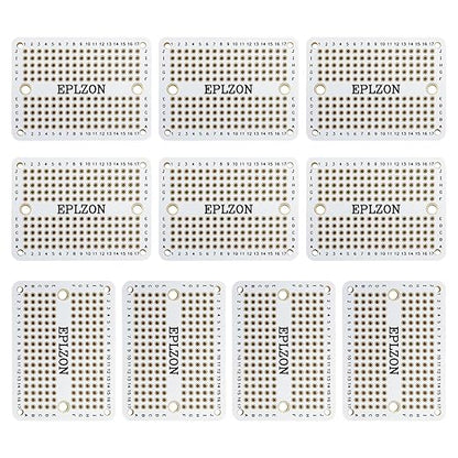 Solderable Breadboard Mini PCB Board Gold-Plated Solder Breadboard for DIY Electronics Projects Apply to Soldering Projects 2.0"x1.5" Mixed Color(Pack of 10 Pcs,White)