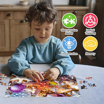 4 Packs 100 Piece Puzzles for Adults Seniors - Dogs Starfish Flower Cats Puzzles for Kids Ages 4-6 6-8 8-10 Year Old Large Piece Puzzle for Kids Learning Educational Toys for Boys and Girls Ages 5-8