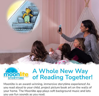 Moonlite Storytime Mini Projector with 10 Classic Storytime Stories, A Magical Way to Read Together, Digital Storybooks, Fun Sound Effects, Learning Gifts for Kids Ages 1 and Up
