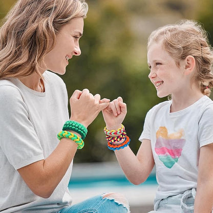IQBOX Bracelet Making Kit Arts and Crafts for Girls Ages 8-12, Weaving Loom Rainbow Bands DIY Toys Birthday Gifts for Kids 6 7 9 10 11 13 Year Old, 1000+ Elastic Cloth Rubber Band Fabric Loops
