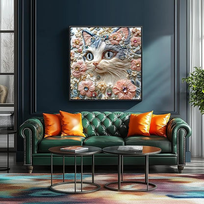 500 Piece Puzzles for Adults | Cats & Flowers Crystal Diamond Art Design | Challenging Jigsaw Puzzle | 20x20 Inches | Unique Gift, Stress Relief & Family Game Night