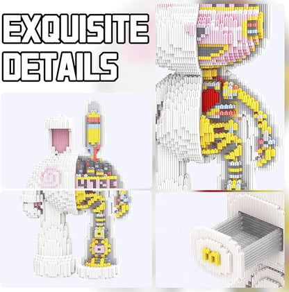 Animal Mechanical Rabbit Micro Mini Building Blocks Sets with Storage Drawer Large Cute Animal Graffiti Rabbit Building Kits Model Toys Gifts for Adults Kids Teens 6650 PCS