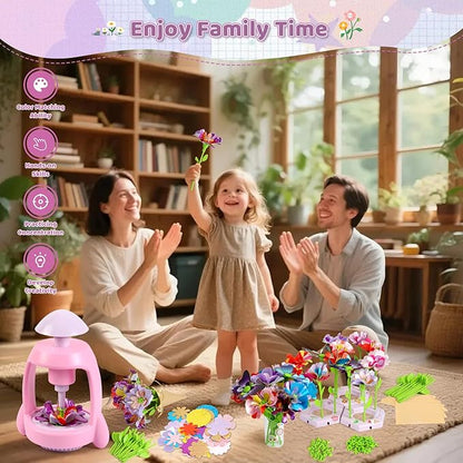 Bsgifts Fabric Flower Making Toys, DIY Flower Press Kits for Kids Ages 3-12, Creative Educational Activity Arts & Crafts Toys, Ideal Holiday Gifts for Preschool Kids, Pink