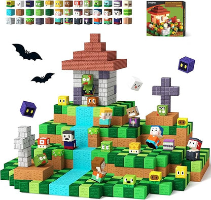 GobiDex 100PCS Magnetic Blocks Game-Based Kid Building Toys for Boys Girls 3+, Build MagWonder World with Zomblock Magnets Cubes, Upgraded STEM Game Sensory Gift for Birthday
