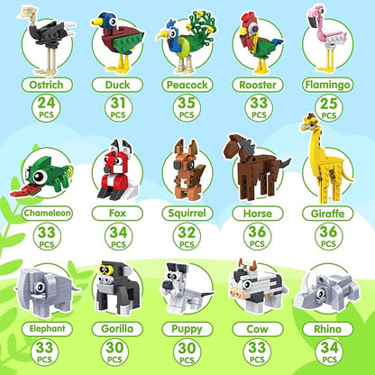 30 Packs Party Favors for Kids - STEM Toys Mini Animals Building Blocks Sets for Goodie Bags Stuffers Classroom Prizes, Valentines Day Birthday Gifts for Boys Girls Ages 6+