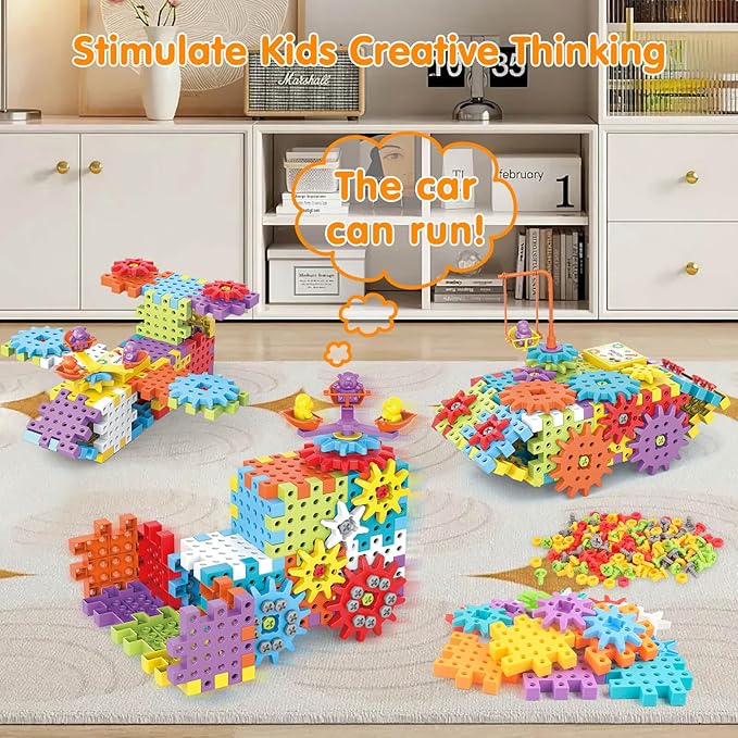 Building Toys, 234 Pieces Upgrade Gear Building Blocks Set Kids Tool Set with Electric Drill, Construction Toys STEM Kits for Kids Age 3+