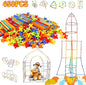 Creative Straw STEM Building Toys 450Pcs Aged for 3-5 5-7 Preschool Kids Constructor Toy Thin Tube Toy DIY Educational Interlocking Plastic Engineering Toys Kit for Boys and Girls