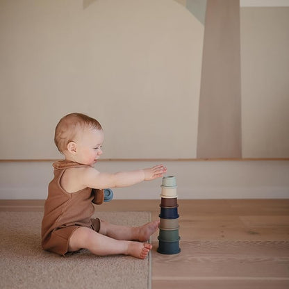 mushie Stacking Cups Toy 8 pcs | Made in Denmark (Forest)