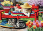 500 Piece Puzzles for Adults, Cats Napping on Red Bench 500 Piece Puzzle, Cat & Garden Jigsaw Puzzle, Perfect for Family Game Night, Home Wall Decor, Ideal Gift for Adults, Kids, Seniors, 20.5 x 15 in
