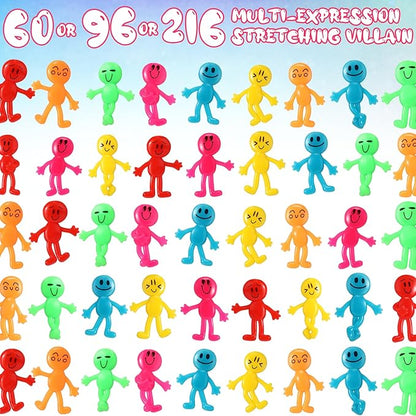 96 Pcs Stretchy Bendable Man, Treasure Box Toys for Classroom, Stretchable Smile Figures, Assorted Color Bendable Toys, Carnival Prizes Party Gift Bag Filler Birthday Party Gifts Stress Relief Toys