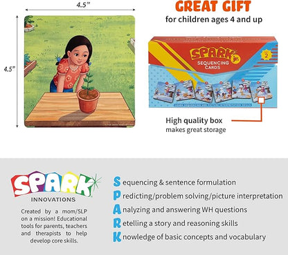SPARK INNOVATIONS Sequencing Cards, Speech Therapy, Autism Therapy, SEL, Problem Solving, Social Skills, Picture Cards, ESL, English Language Learners (Set 2)