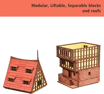 Brick Rowhouse DIY Wooden Building Kit for Teens and Adults, Suitable for Playing with Family - Realistic