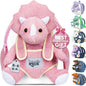 Naturally KIDS Pink Dinosaur Toys for Girls, Triceratops Toy, Dinosaur Gifts for 2 3 Year Old Girls, Toddler Backpack