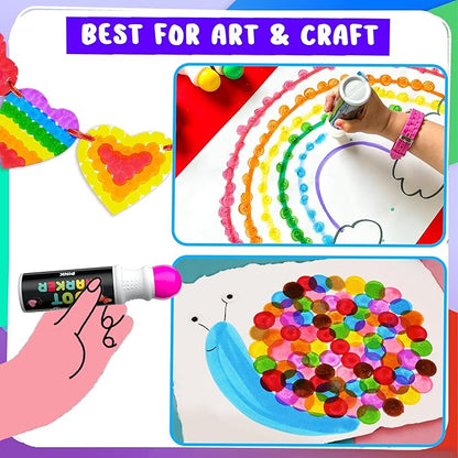 Chalkola 6 Washable Dot Markers for Toddlers 1-3 | Non Toxic Bingo Daubers for Toddlers 2-4 | Preschool, Kindergarten Paint Stamp Markers Set - Dot Art and Crafts Supplies for Kids