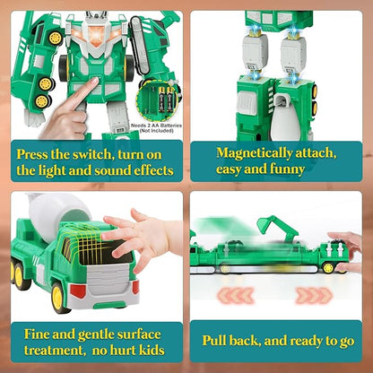 Laradola Toys for 3 4 5 6 Year Old Boys - Transform Robot Kids Toys Cars | STEM Building Toddler Toys for Ages 3+ | 5 in 1 Construction Christmas Birthday Gifts for Boys Girls