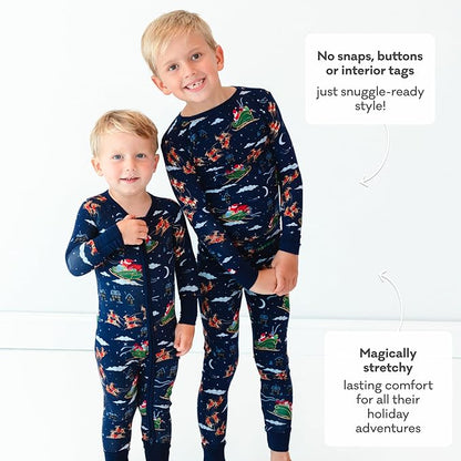 Little Sleepies Two-Piece Pajama Set for Boys & Girls, Soft Viscose from Bamboo Toddler Pajamas for Kids, Family Matching PJs