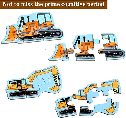 Magnetic Puzzles for Kids Ages 1-3, Travel Toddler Puzzles Ages 2-4 Year, Excavator Refrigerator Magnet for Kids Learning Gift for Road Trip