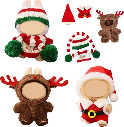 3 Pack Christmas Clothes for 17cm Doll (No Doll), Outfits for 15/17cm Dolls, Stylish Adorable Christmas Clothe Accessories