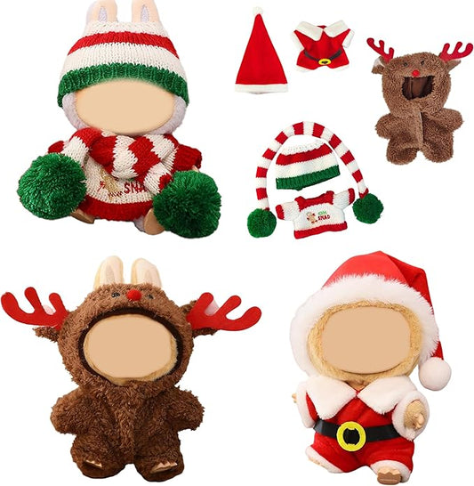 3 Pack Christmas Clothes for 17cm Doll (No Doll), Outfits for 15/17cm Dolls, Stylish Adorable Christmas Clothe Accessories